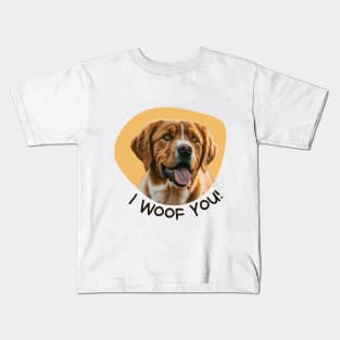 Dog saying I woof you ,brafdesign Kids T-Shirt